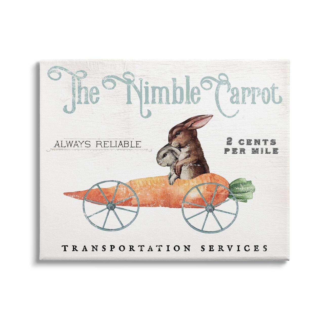 Stupell Industries Easter Bunny Vintage Nimble Carrot Mobile Spring Rabbit Canvas Wall Art